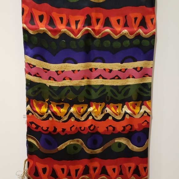Colorful 100% Silk Scarf - Picture 2 of 7